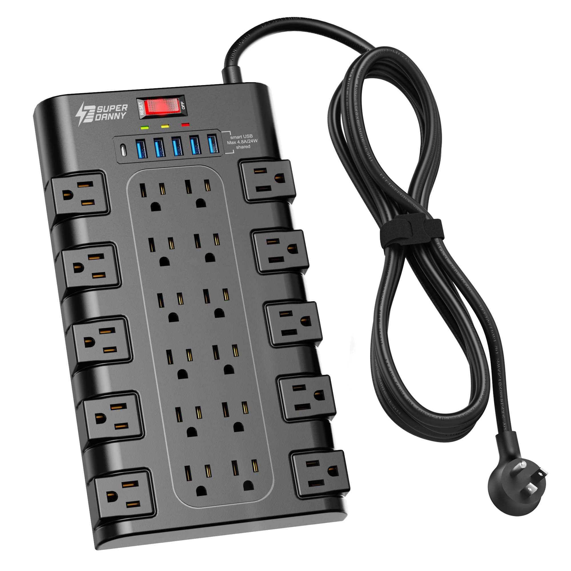 SUPERDANNY Power Strip Surge Protector