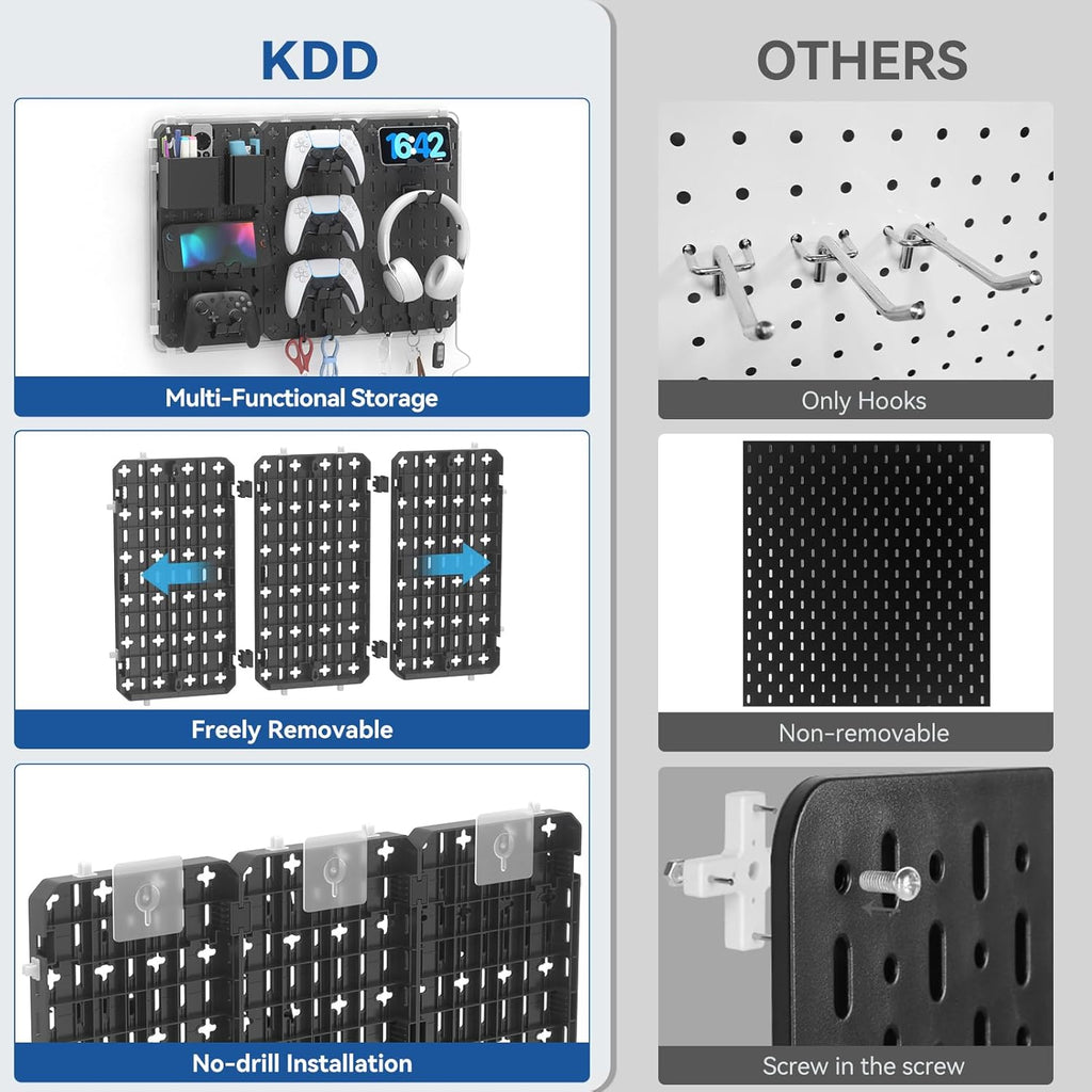 KDD 9-in-1 RGB Gaming Wall Pegboard