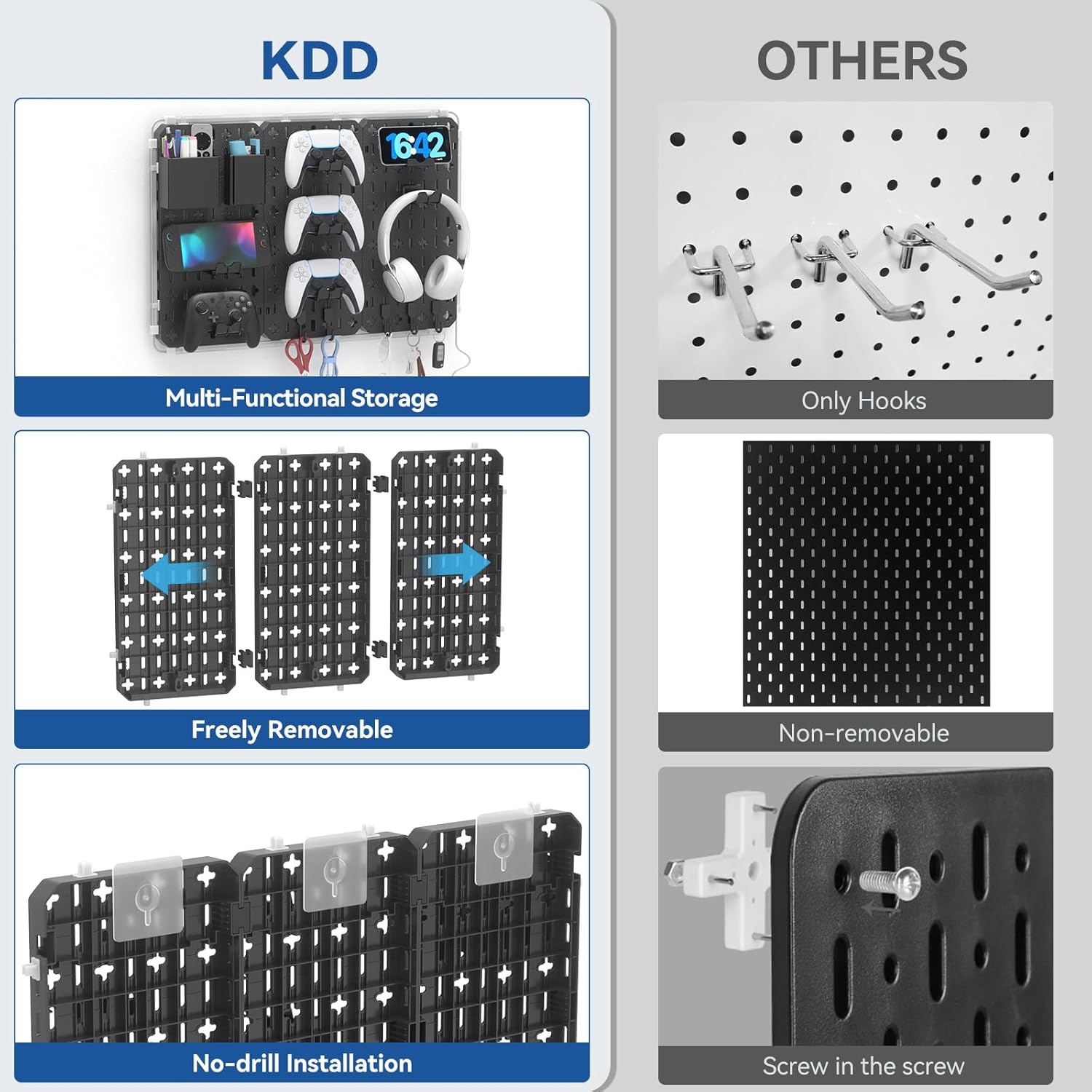 KDD 9-in-1 RGB Gaming Wall Pegboard