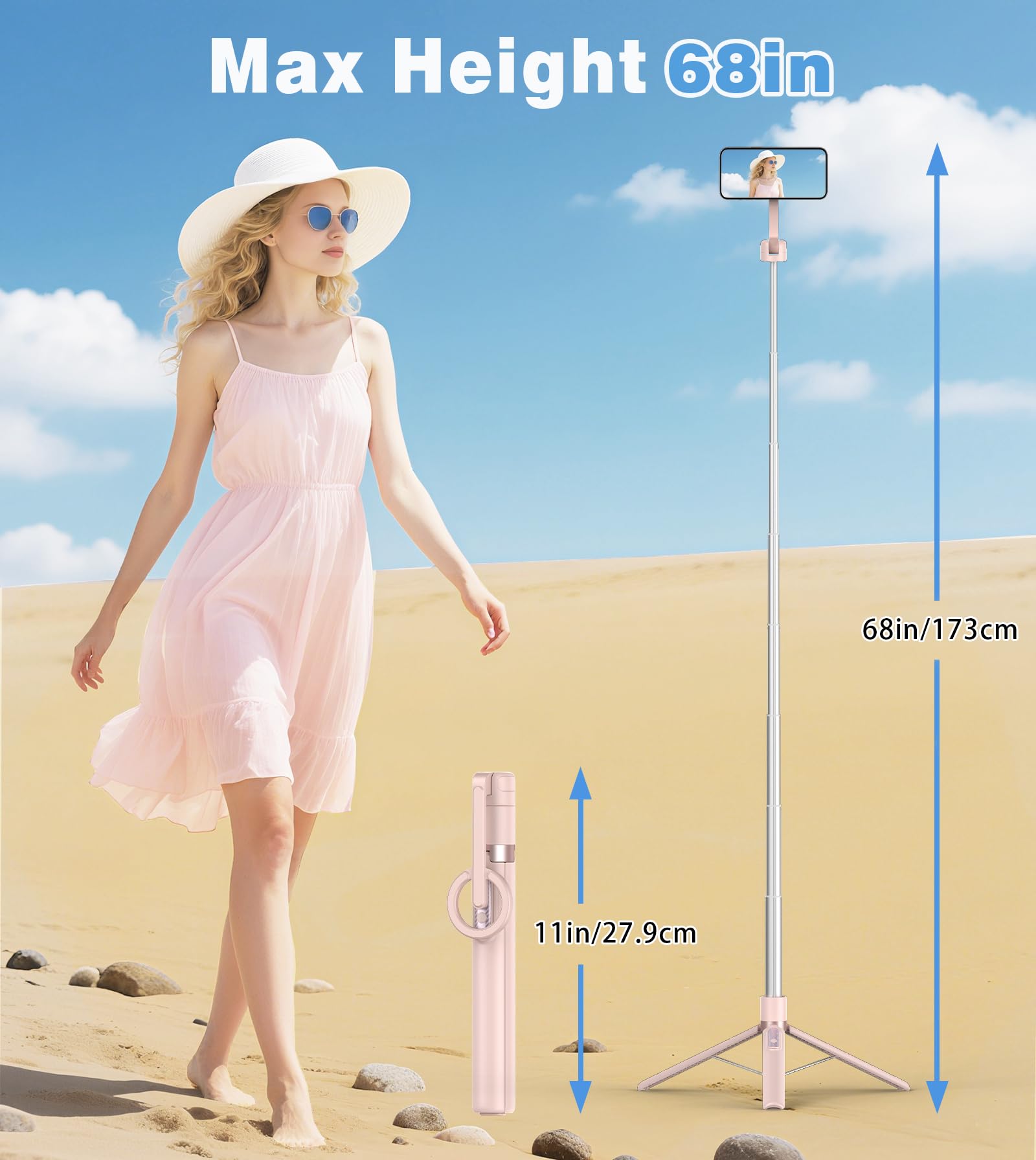 TONEOF Magnetic Selfie Stick Tripod