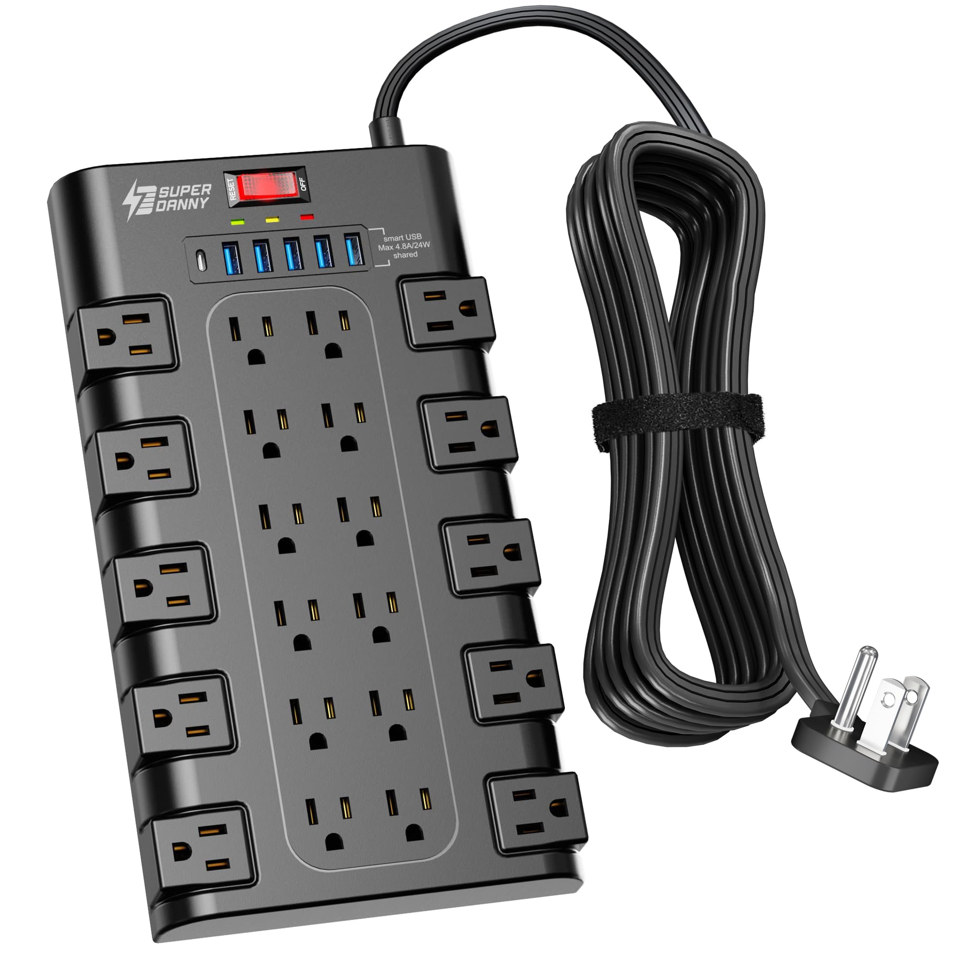 SUPERDANNY Power Strip Surge Protector