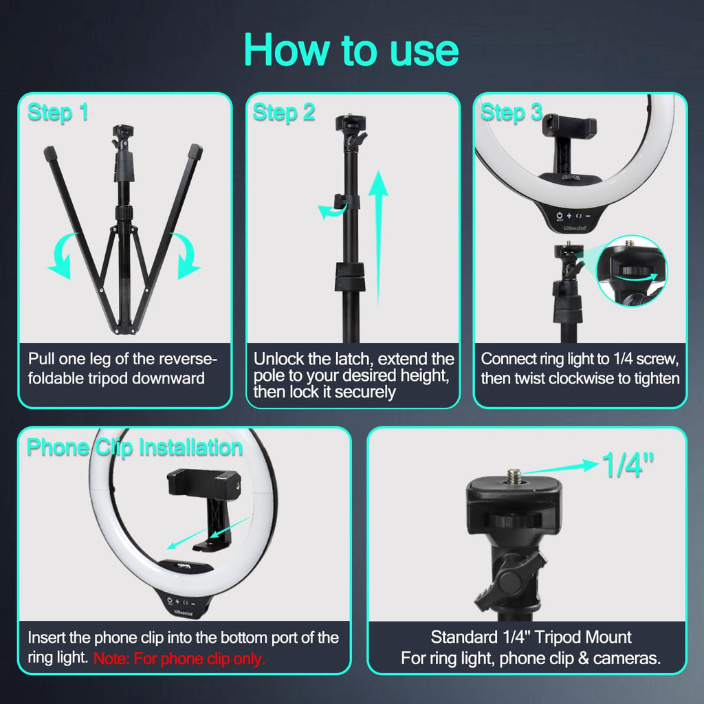 UBeesize 12" LED Ring Light with Tripod