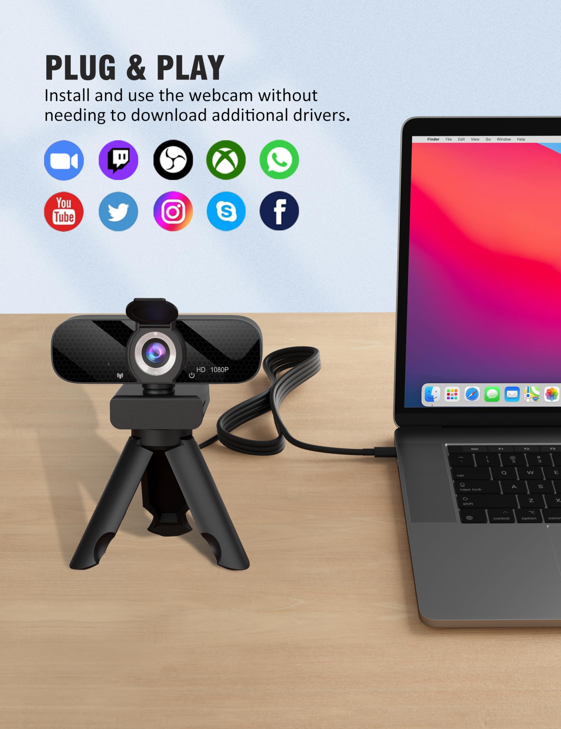 Tewiky Full HD Webcam with Microphone