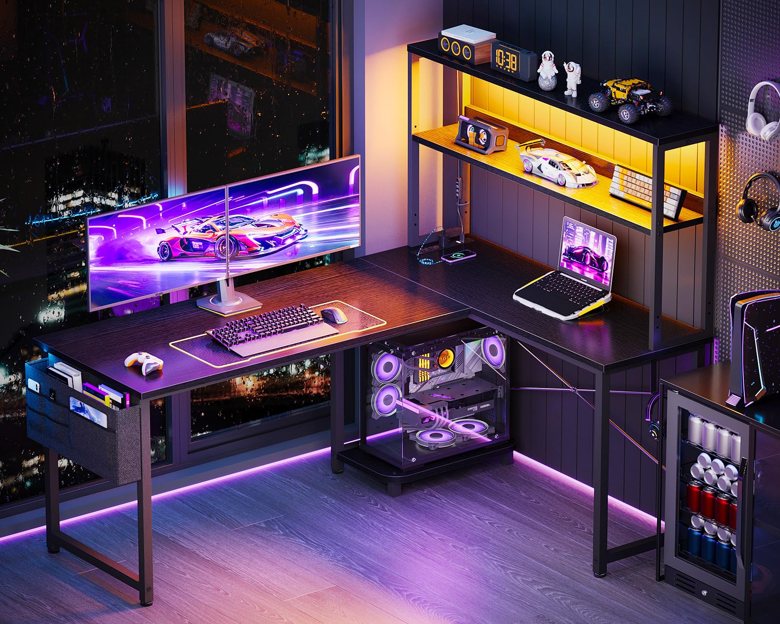 ODK 53" L-Shaped Gaming Desk with LED