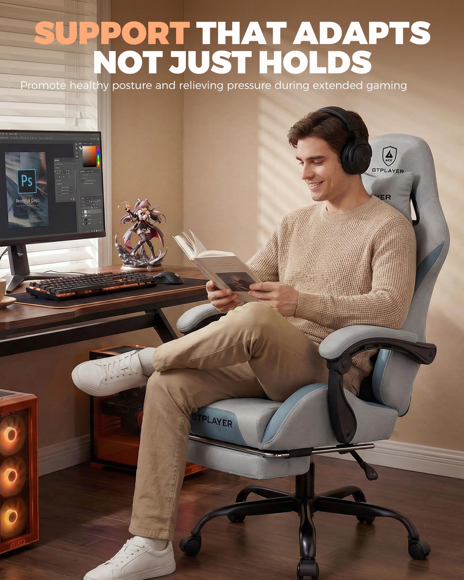 GTPLAYER Gaming Chair with Foot Rest