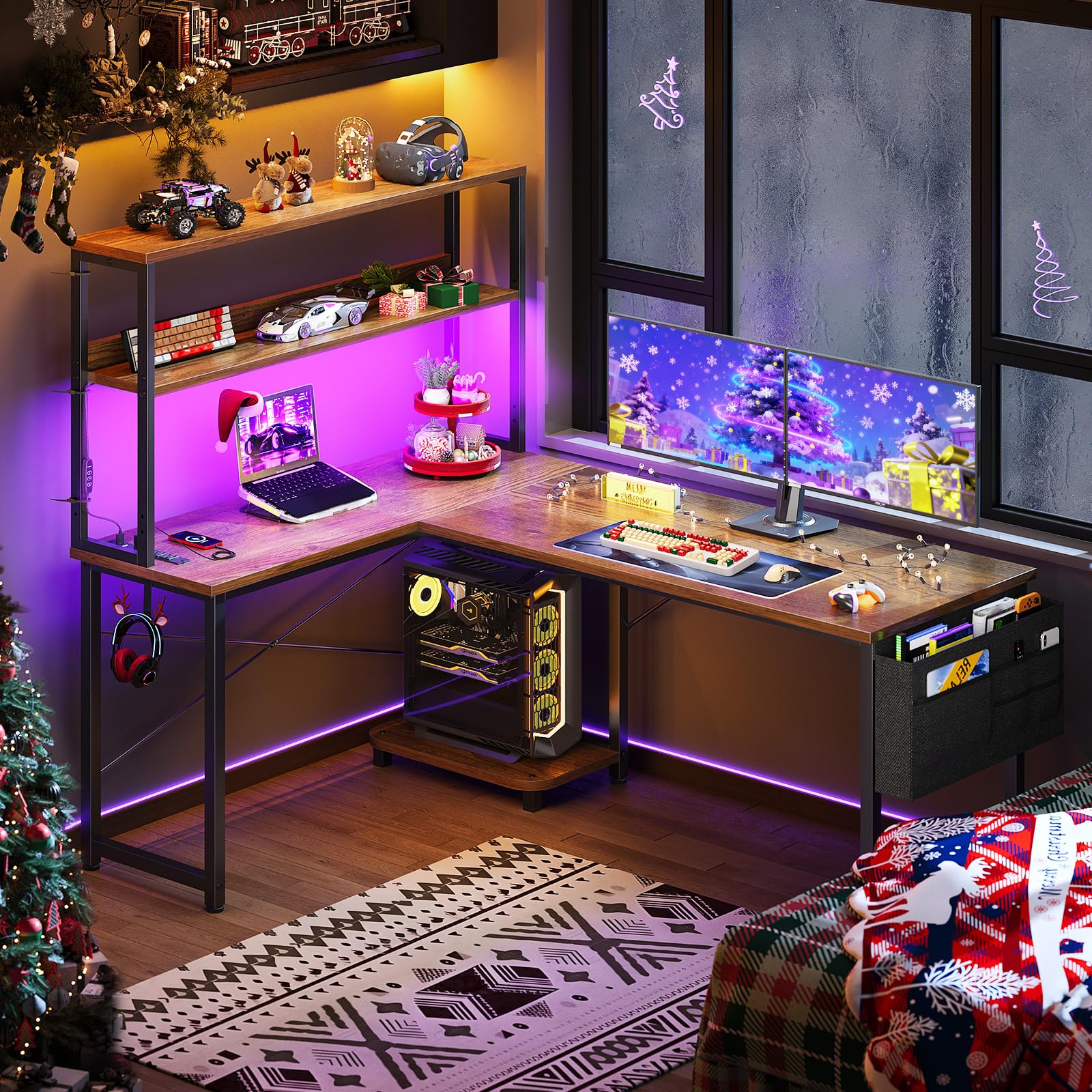 ODK 53" L-Shaped Gaming Desk with LED