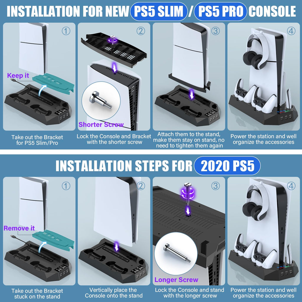PS5 Stand & Cooling Station with Controller Charger