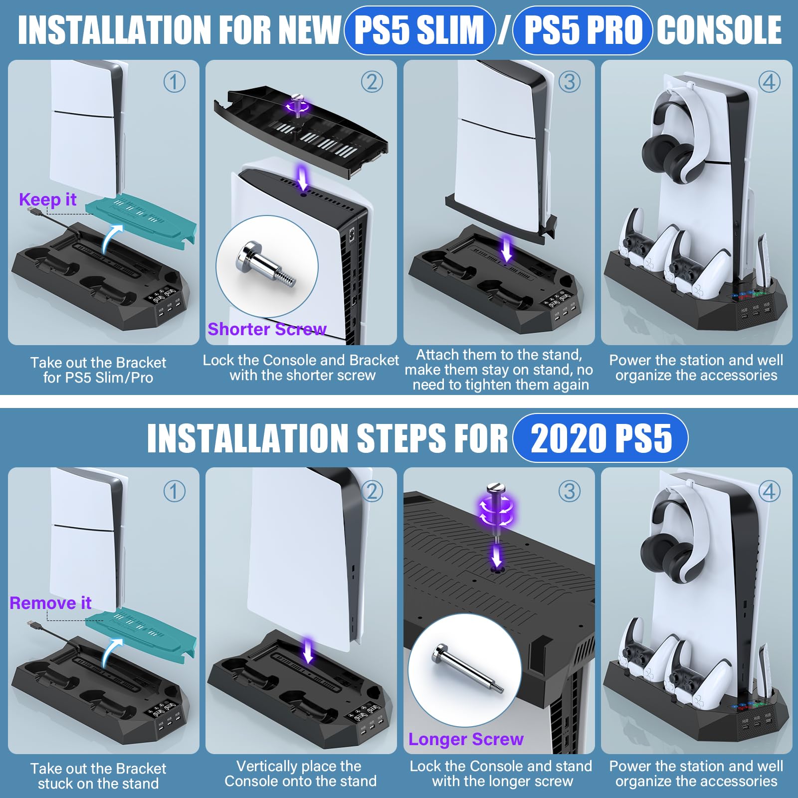 PS5 Stand & Cooling Station with Controller Charger