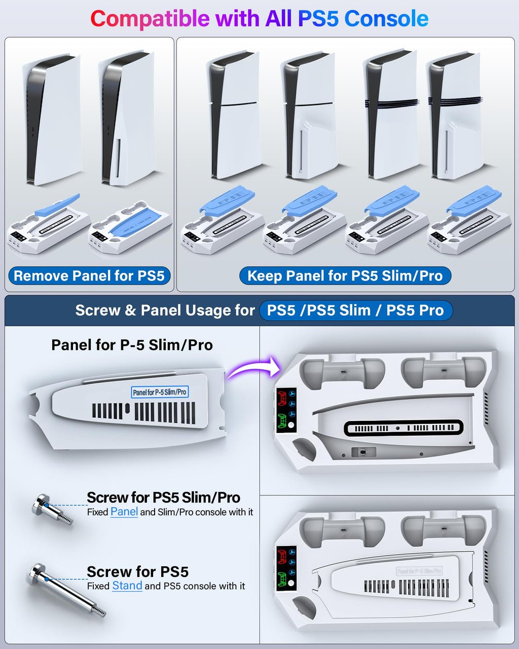PS5 Stand & Cooling Station with Controller Charger