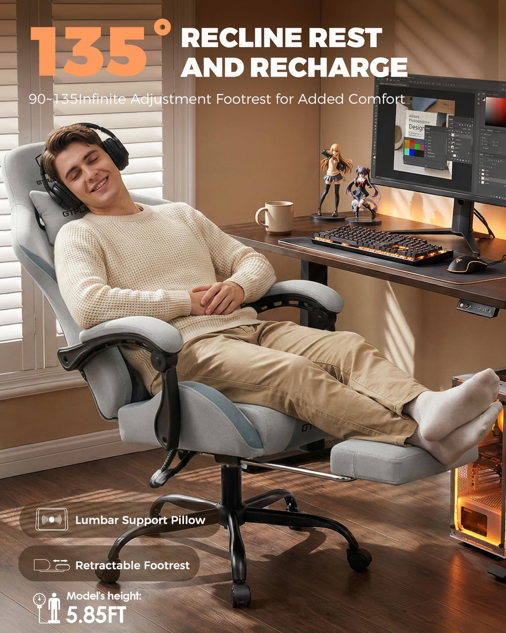 GTPLAYER Gaming Chair with Foot Rest
