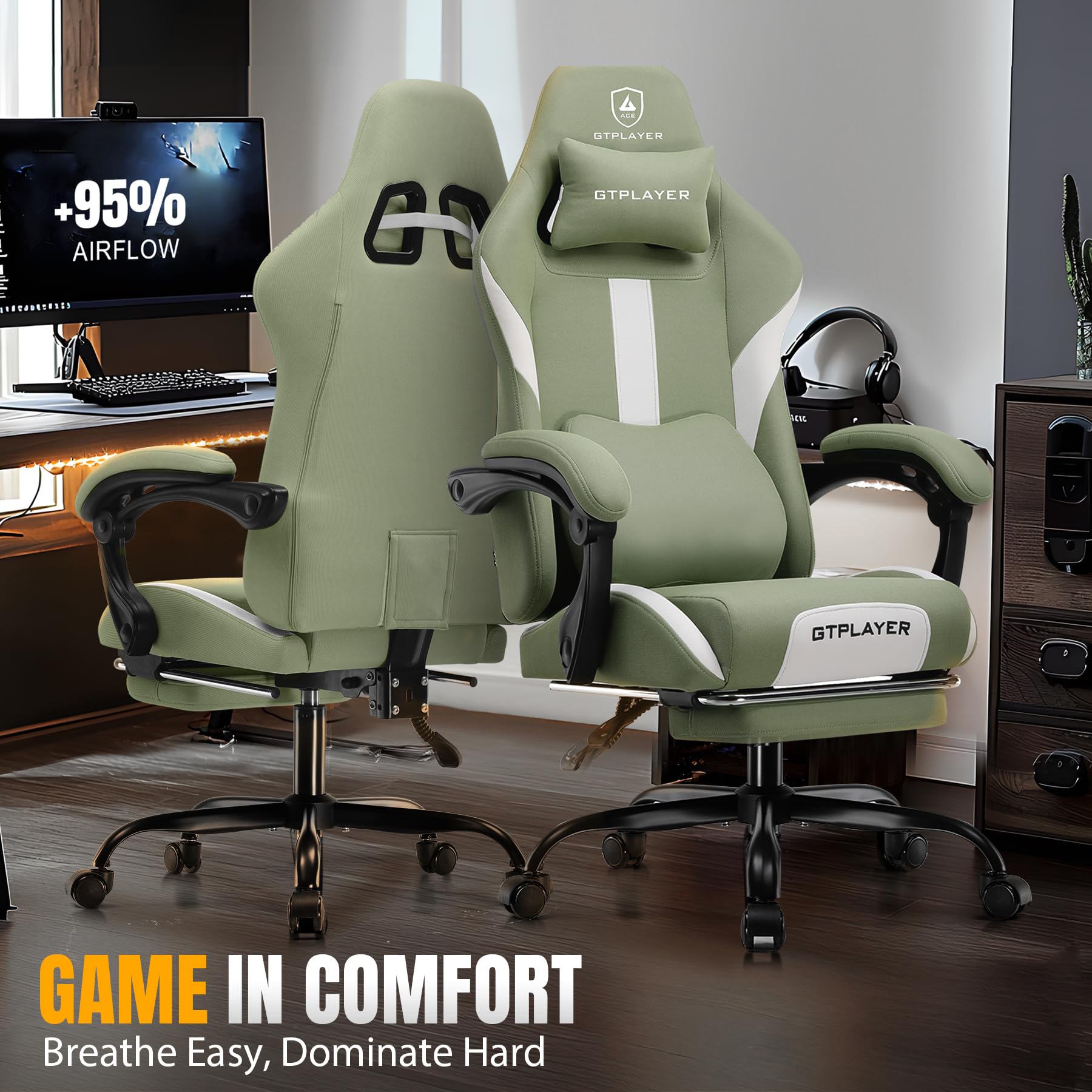 GTPLAYER Gaming Chair with Foot Rest
