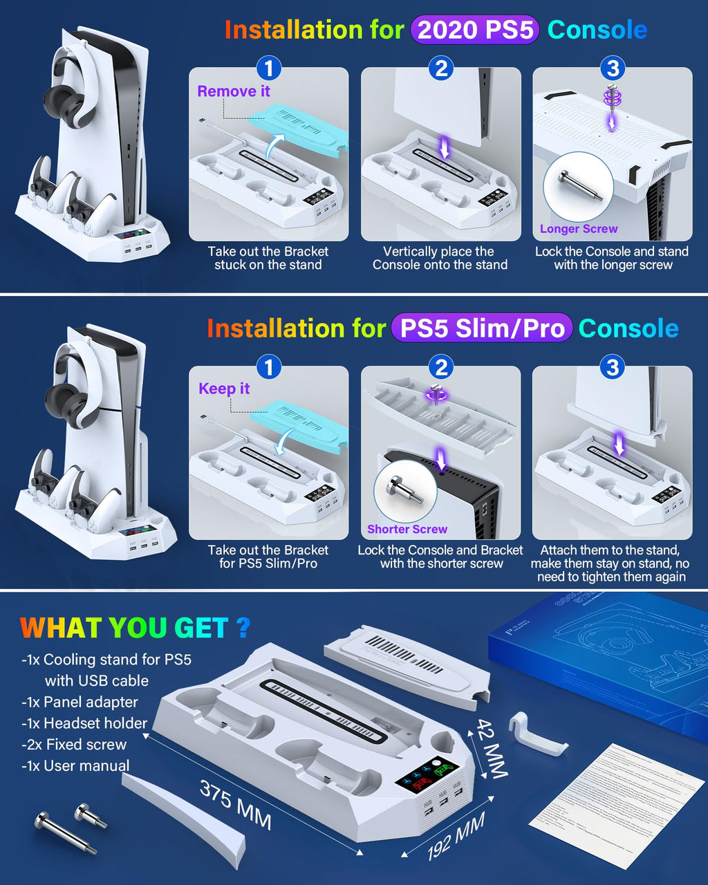 PS5 Stand & Cooling Station with Controller Charger
