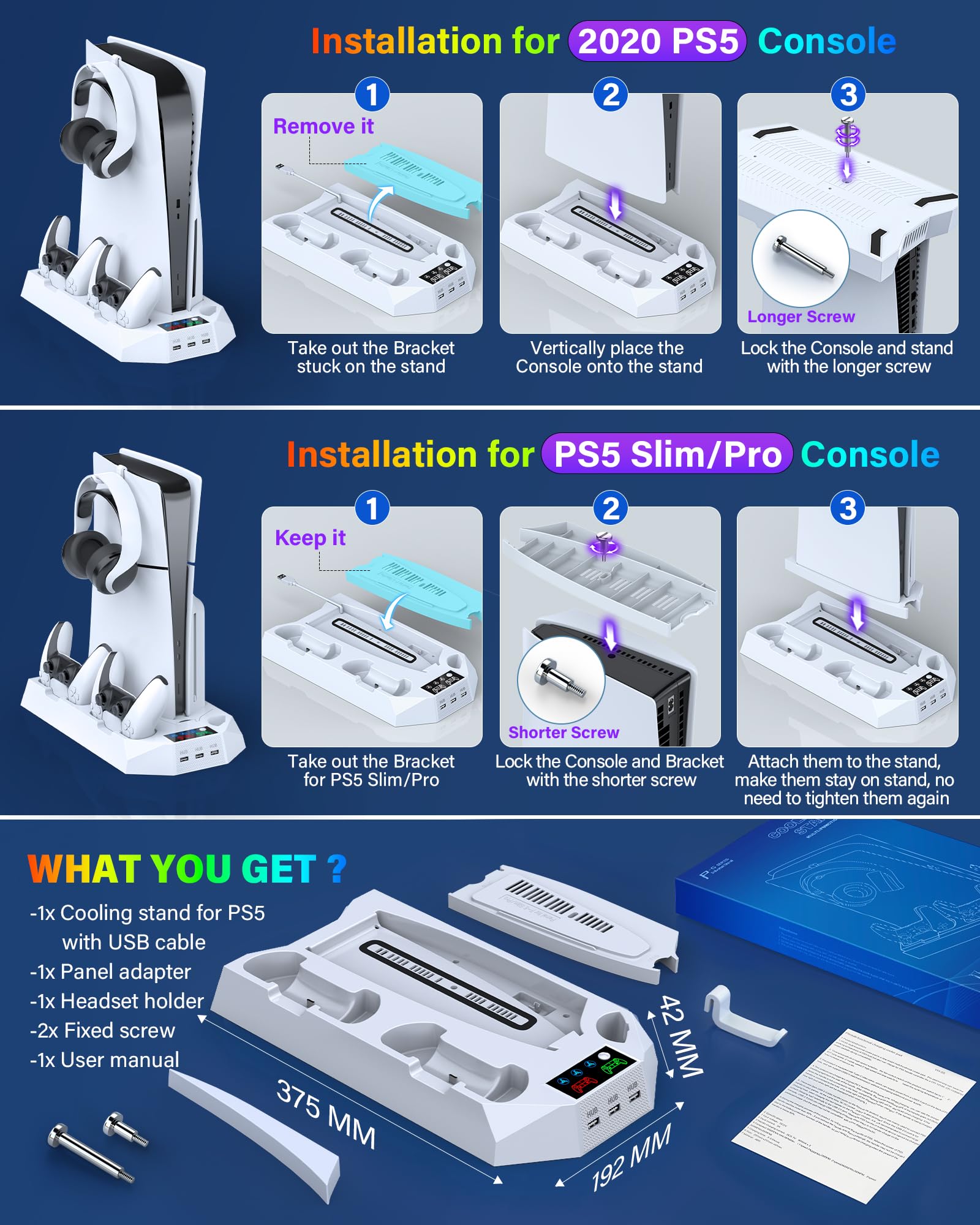 PS5 Stand & Cooling Station with Controller Charger