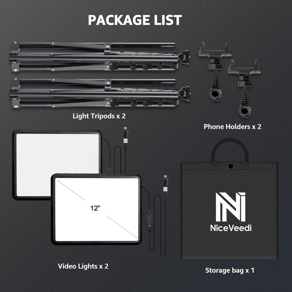 NiceVeedi 2-Pack LED Video Light Kit