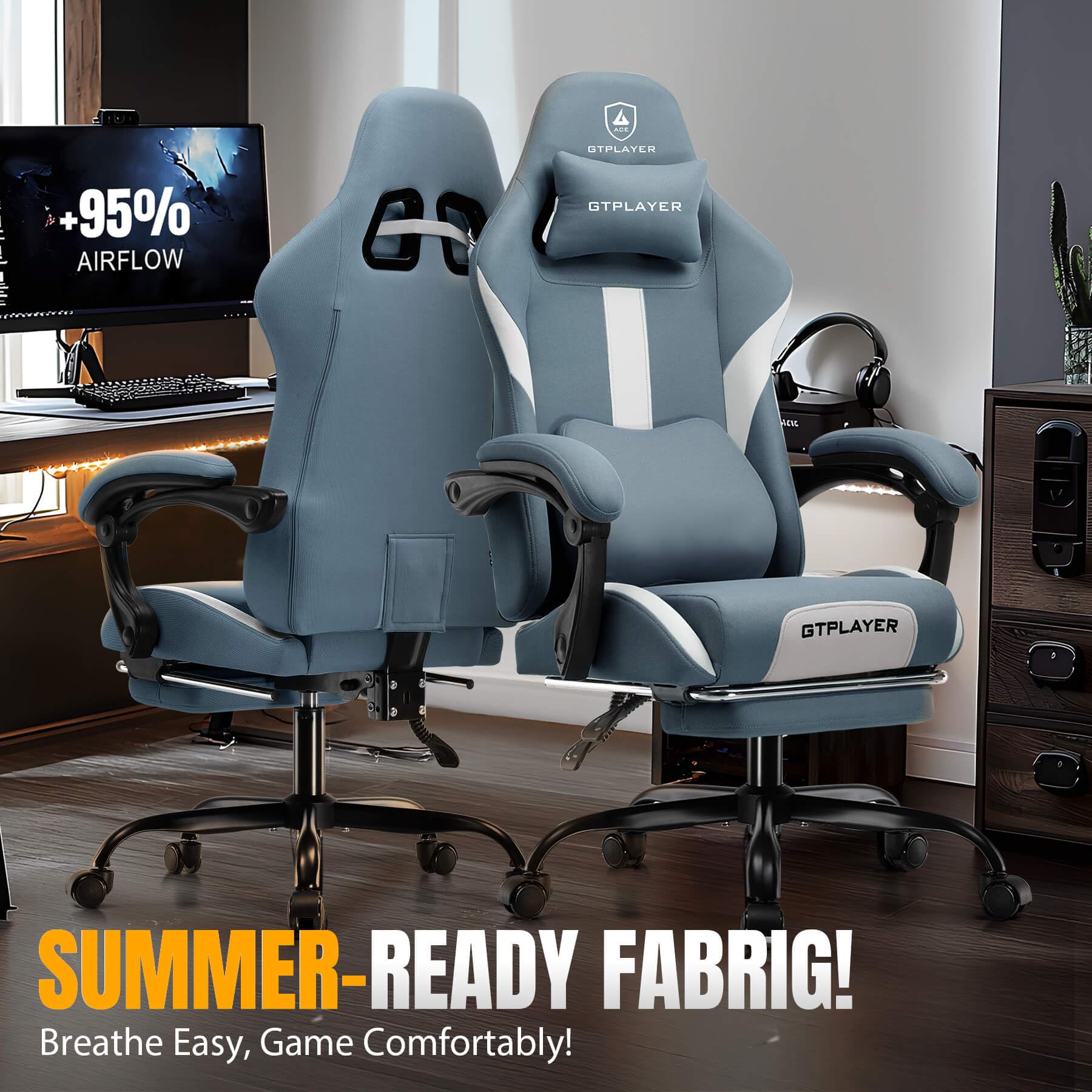 GTPLAYER Gaming Chair with Foot Rest