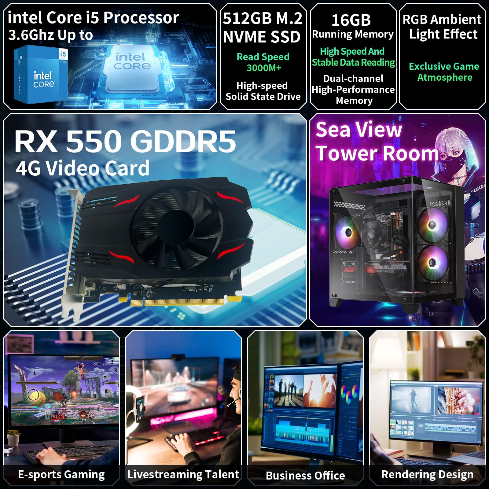 Prebuilt Gaming PC Desktop Intel Core i5