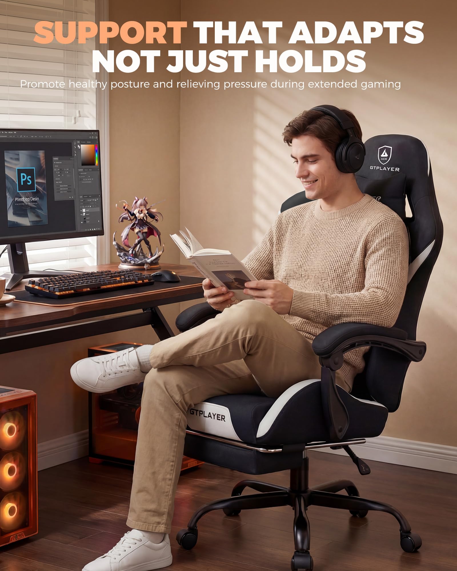 GTPLAYER Gaming Chair with Foot Rest