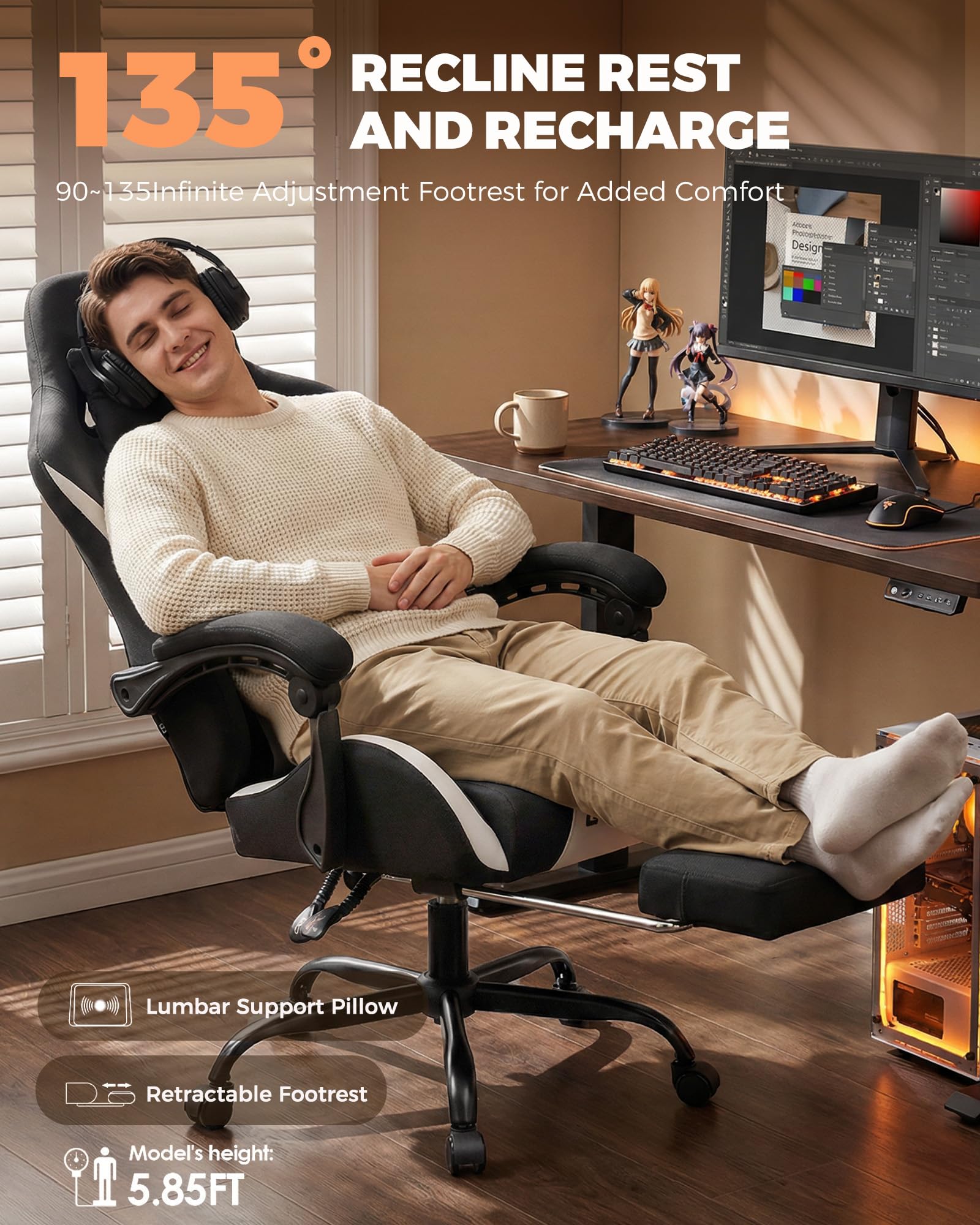 GTPLAYER Gaming Chair with Foot Rest